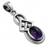 Small Amethyst Genuine Stone Celtic Silver Pendant, p554